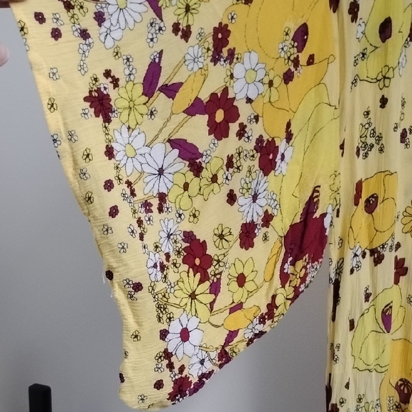 Free People Yellow Floral Hidden Hills Boho Festival Maxi Summer Kimono Style - Picture 4 of 16